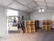 Ipari sátor, 8x8m, PVC ponyva, szürke, padlókerettel, statikai megerősítés nélkül